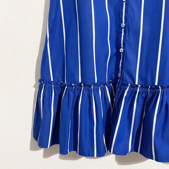 J. Crew Amelia Button Front Shirt-Dress in Stripe Cotton Poplin Blue & White - Picture 5 of 7